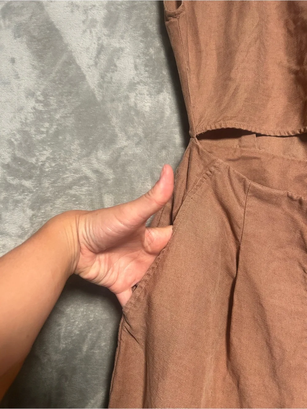 Wilfred Brax Jumpsuit Women’s 2 Linen Blend Tie Crossover Wrap Top Brown Pockets